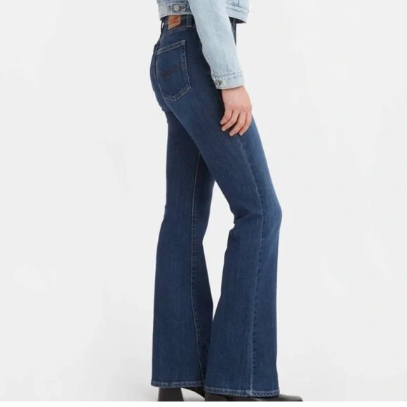 Levi's Denim - LEVI'S 726 Women's Dark Wash Blue Flare Stretch High Rise Jeans 34